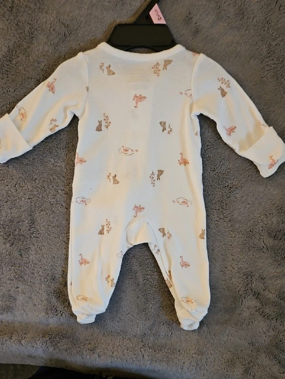 Carter's Cream One-Piece Footed Sleeper with Pink & Tan Animal Prints